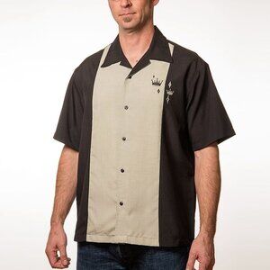 Small NWT Steady Rockabilly Retro Punk Contrast Crown Bowling Style Shirt